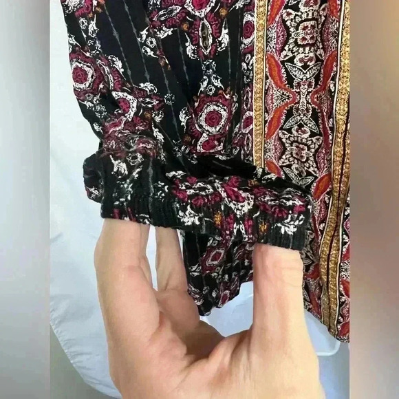 Mason & Belle Boho Paisley Top/Blouse, size Small, Red/Black/Multi Prairie Girl - Picture 3 of 8